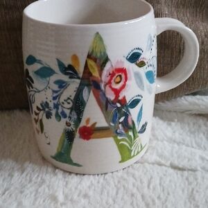 Artistic Floral Mug - White with Multicolor Design